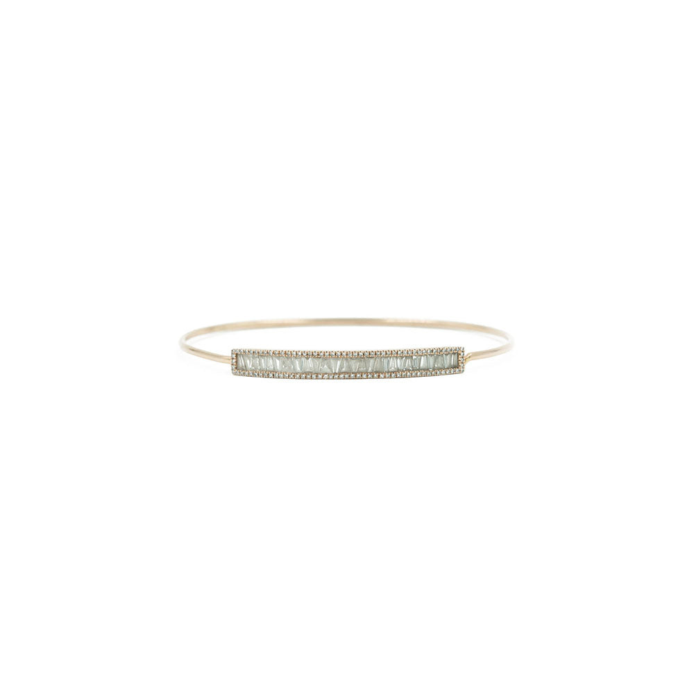 14KT Rose Gold Diamond Pave and Diamond Baguette Bar Bracelet