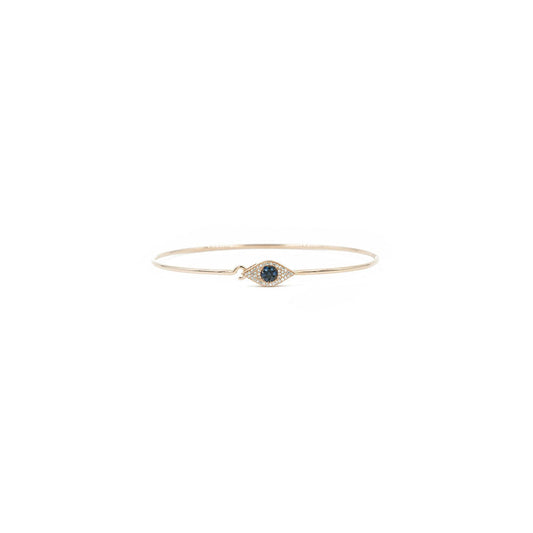 14KT Rose Gold Diamond Pave and Sapphire Pave Evil Eye Bracelet