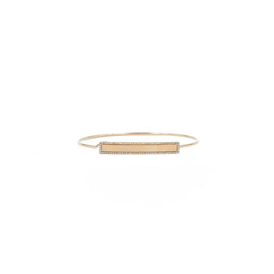 14KT Rose Gold Diamond Pave Engraveable Bar Bracelet