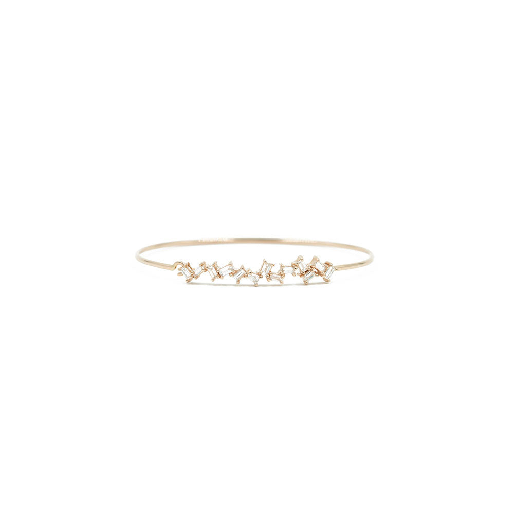 14KT Rose Gold Scattered Diamond Baguette Bracelet