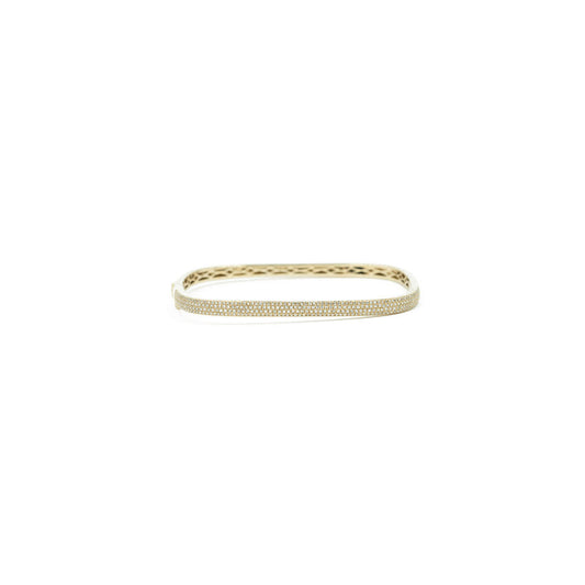 14KT Yellow Gold Diamond Pave Square Bangle