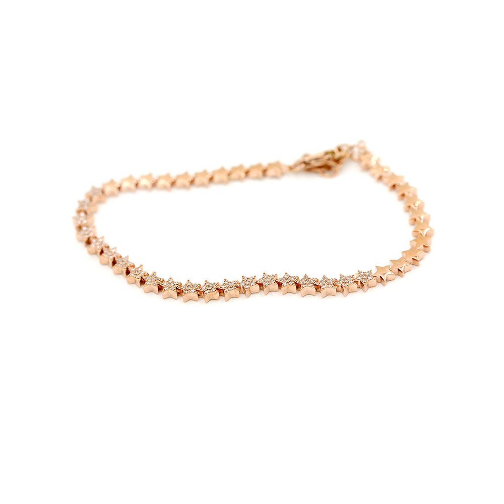 14k Rose Gold Diamond Pave Star Bracelet