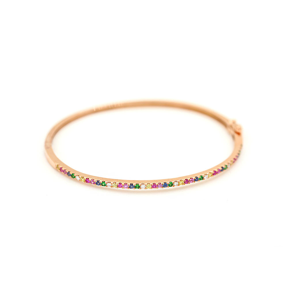 14k Rose Gold Multi Color Stone Bangle