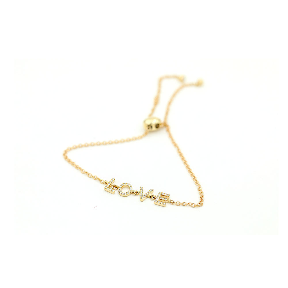 14k Yellow Gold Diamond Pave Love Bracelet