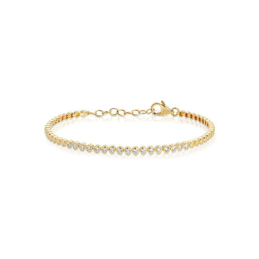 14K Yellow Gold Partial Diamond Bezel Set Bracelet