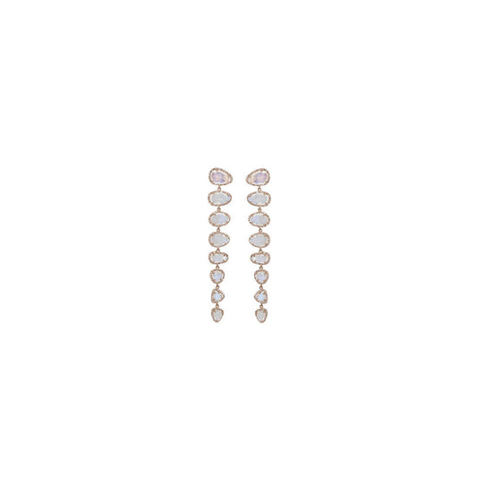 14KT Rose Gold Moonstone Slice Straight Line Earrings