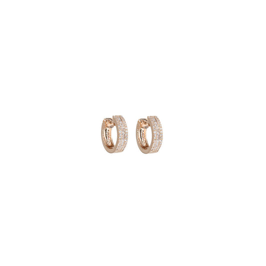 14KT Rose Gold Diamond Pave and Diamond Baguette Huggy