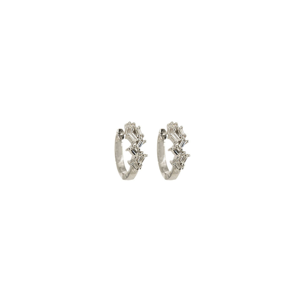 14KT White Gold Multiple Diamond Baguette Huggy
