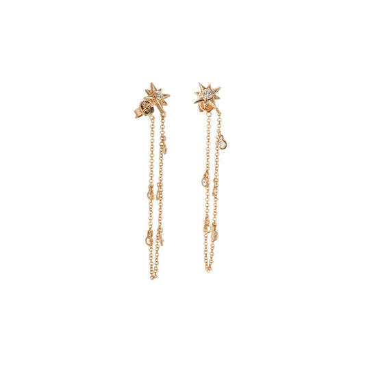 14KT Rose Gold Diamond Starburst Earring with White Sapphire Chain