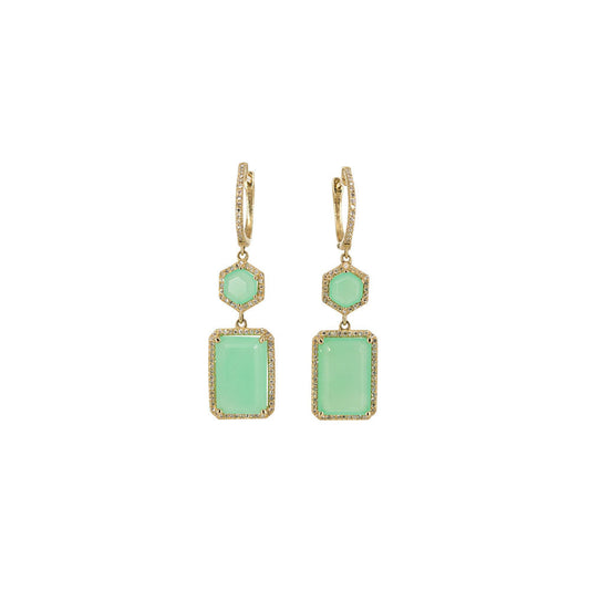 14KT Yellow Gold Diamond Pave Crysophase Earrings