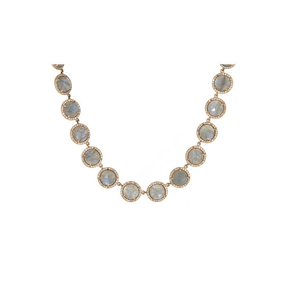 14KT Rose Gold Labradorite Diamond Necklace