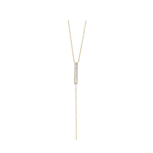 14KT Yellow Gold Diamond Pave and Diamond Baguette Lariat