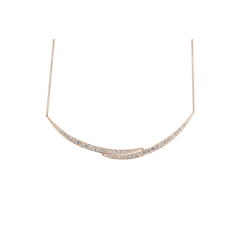 14KT Rose Gold Diamond Crescent Necklace