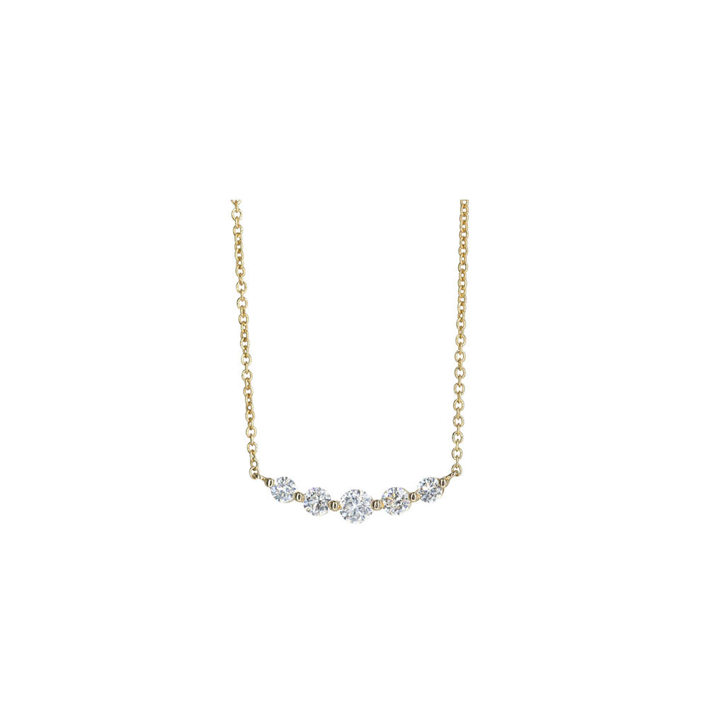 14KT Yellow Gold Five Floating Diamond Necklace