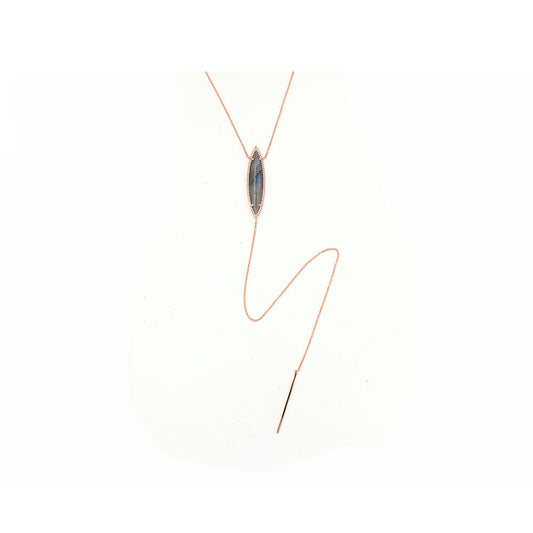 14k Rose Gold Diamond and Labradorite Lariat