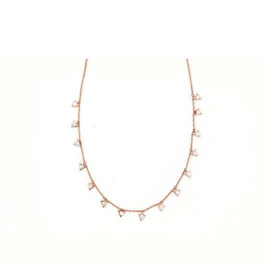14k Rose Gold Diamond Multiple Triangle Necklace