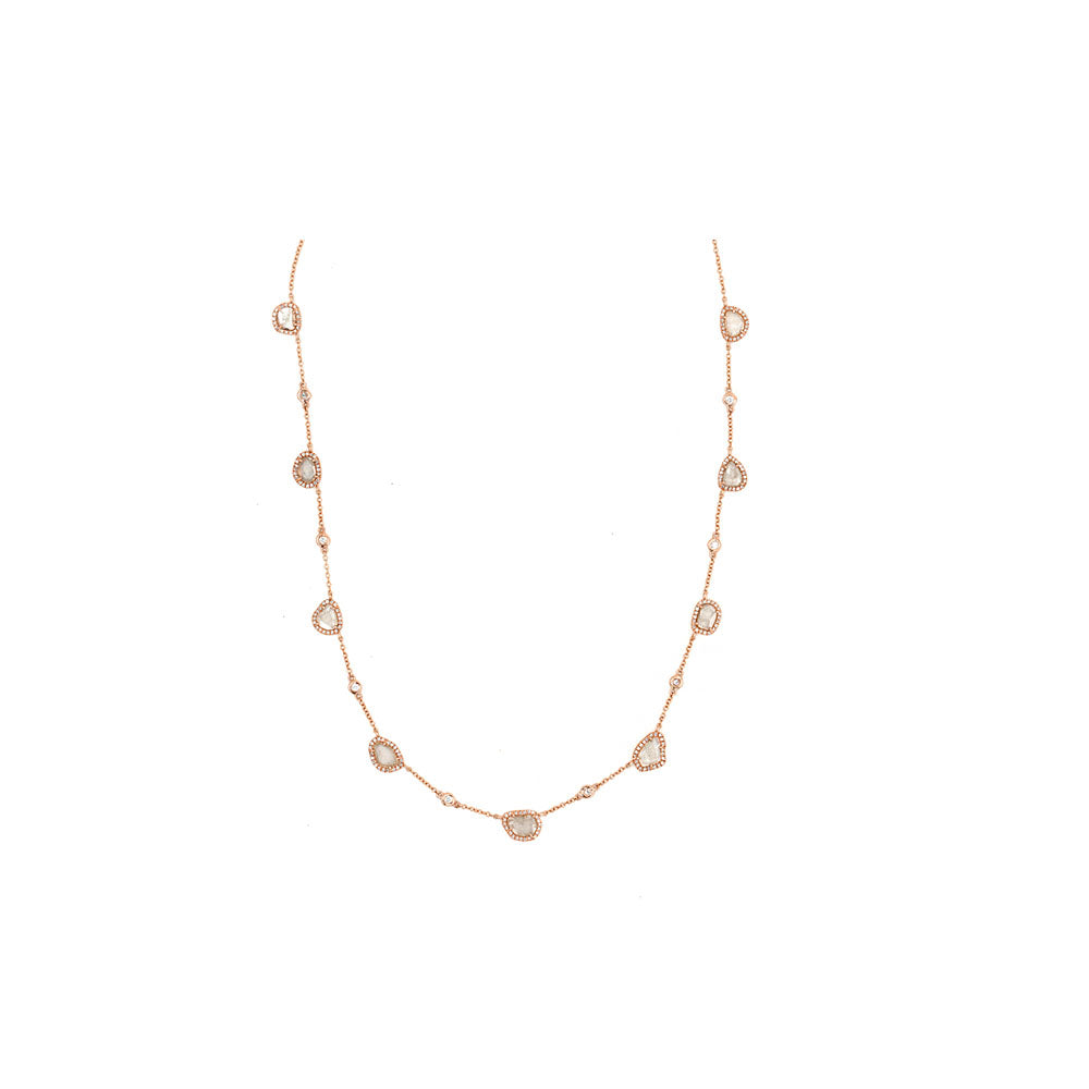 14k Rose Gold Diamond Slice Necklace