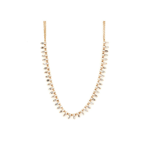 14k Yellow Gold Diamond Spike Baguette Necklace
