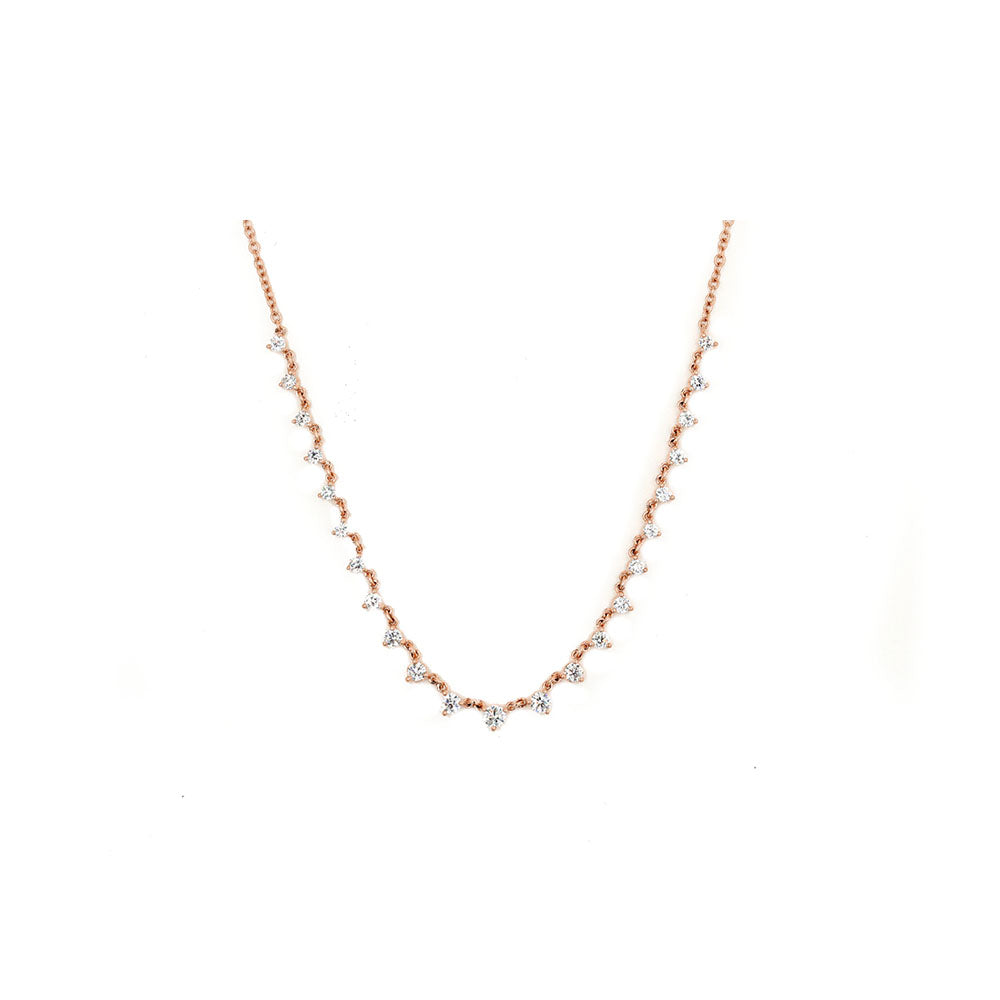 14k Rose Gold Multiple Diamond Necklace