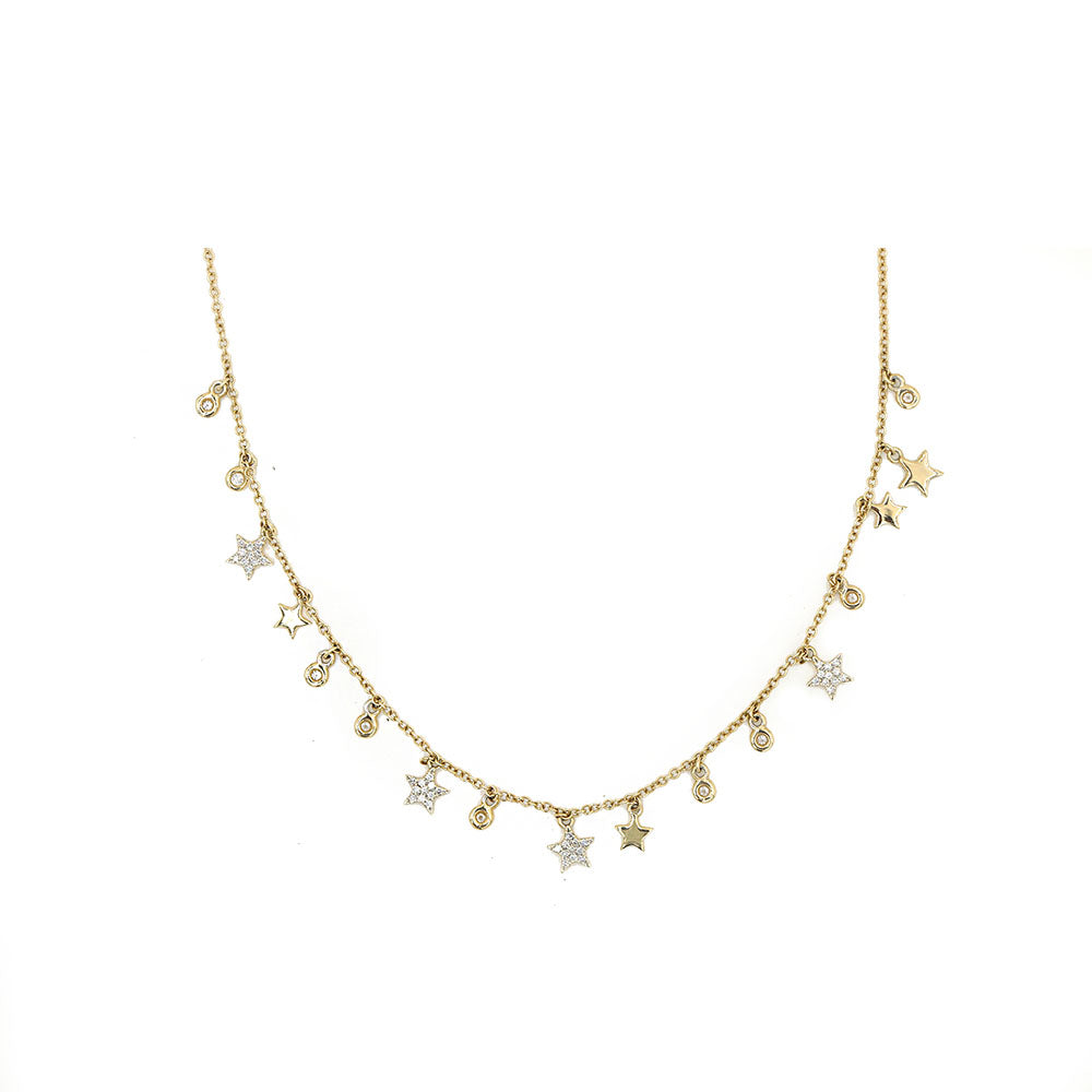 14k Yellow Gold Multiple Star Necklace