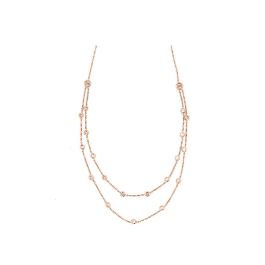 14k Rose Gold Diamond By The Yard Double Row Necklace