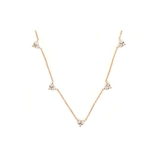 14k Rose Gold Diamond Five Heart Necklace