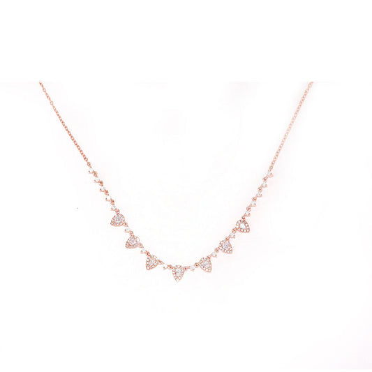 14K Rose Gold Diamond Pave Multiple Pear Shape Necklace