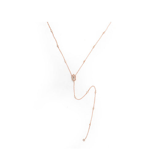 14k Rose Gold Diamond and Baguette Diamond Kite Shape Lariat
