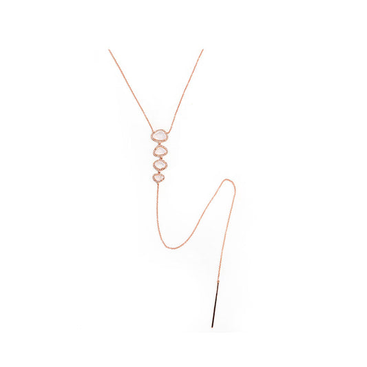 14k Rose Gold Diamond Pave and Moonstone Slice Lariat