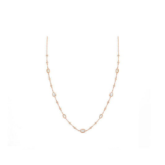 14k Yellow Gold Diamond and Moonstone By the Yard Necklace