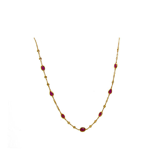 14k Rose Gold Ruby and Diamond By the Yard Necklace