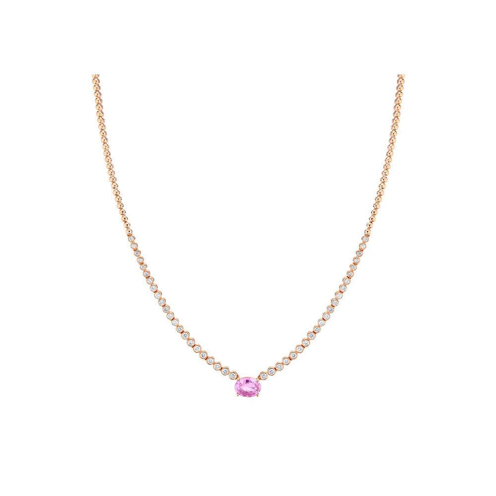 14K Rose Gold Diamond and Pink Sapphire Choker