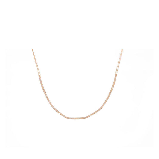 14KT Rose Gold Diamond Pave Straight line Necklace