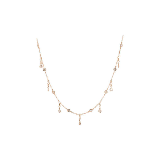 14KT Rose Gold and Diamond Drop Choker