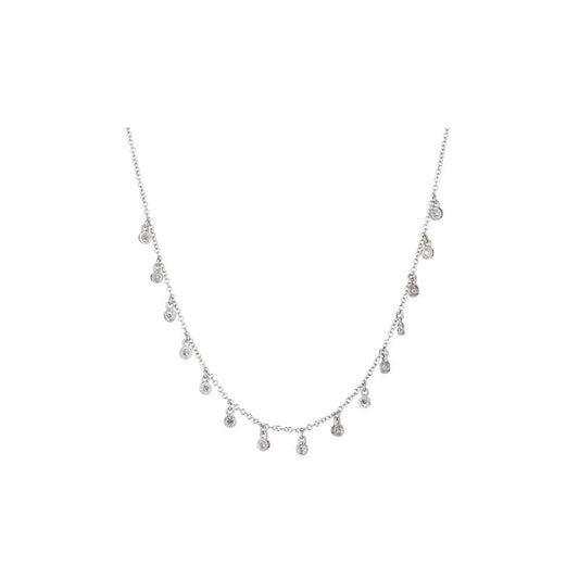 14KT White Gold Diamond Bezel Set Multiple Drop Necklace