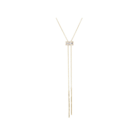 14KT Rose Gold Diamond and Baguette Adjustable Lariat
