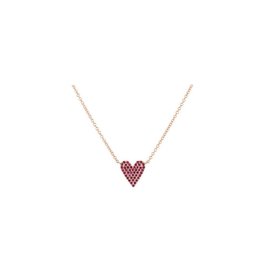 14KT Rose Gold Ruby Pave Heart
