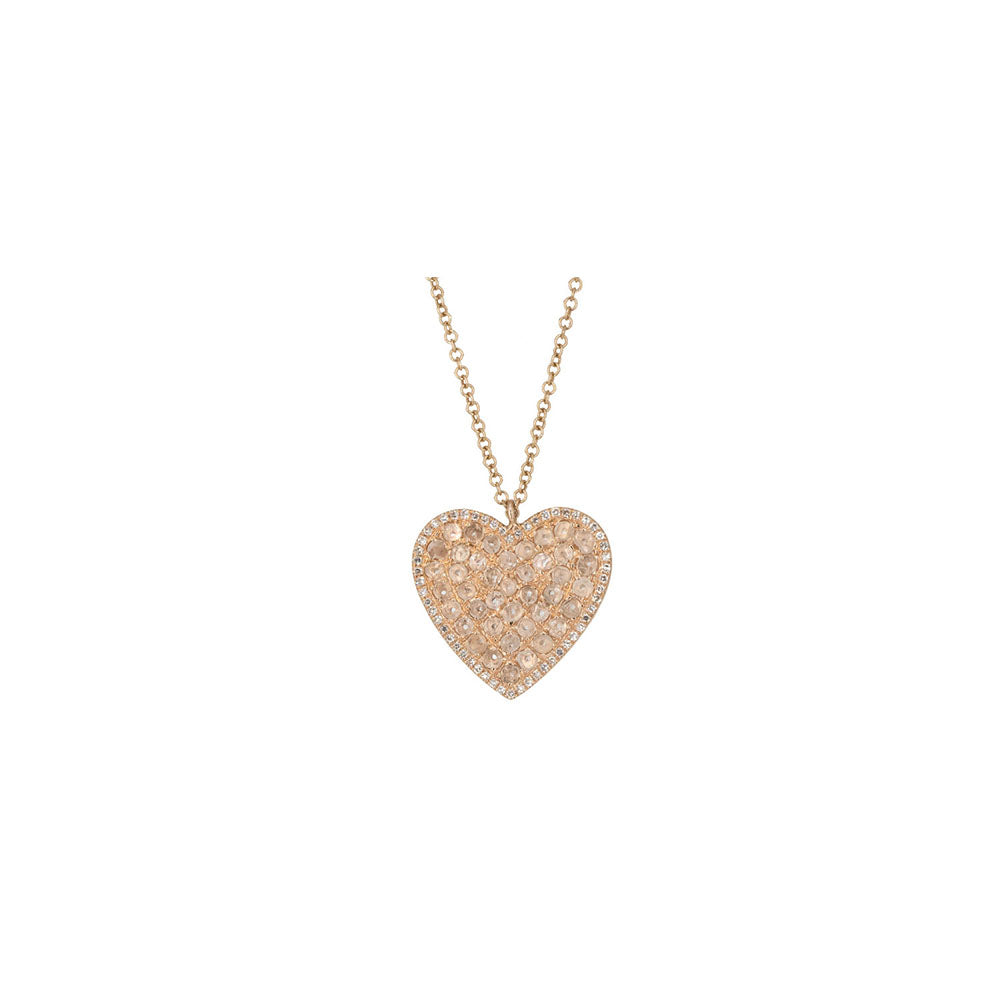 14KT Rose Gold Diamond Slice Heart Necklace