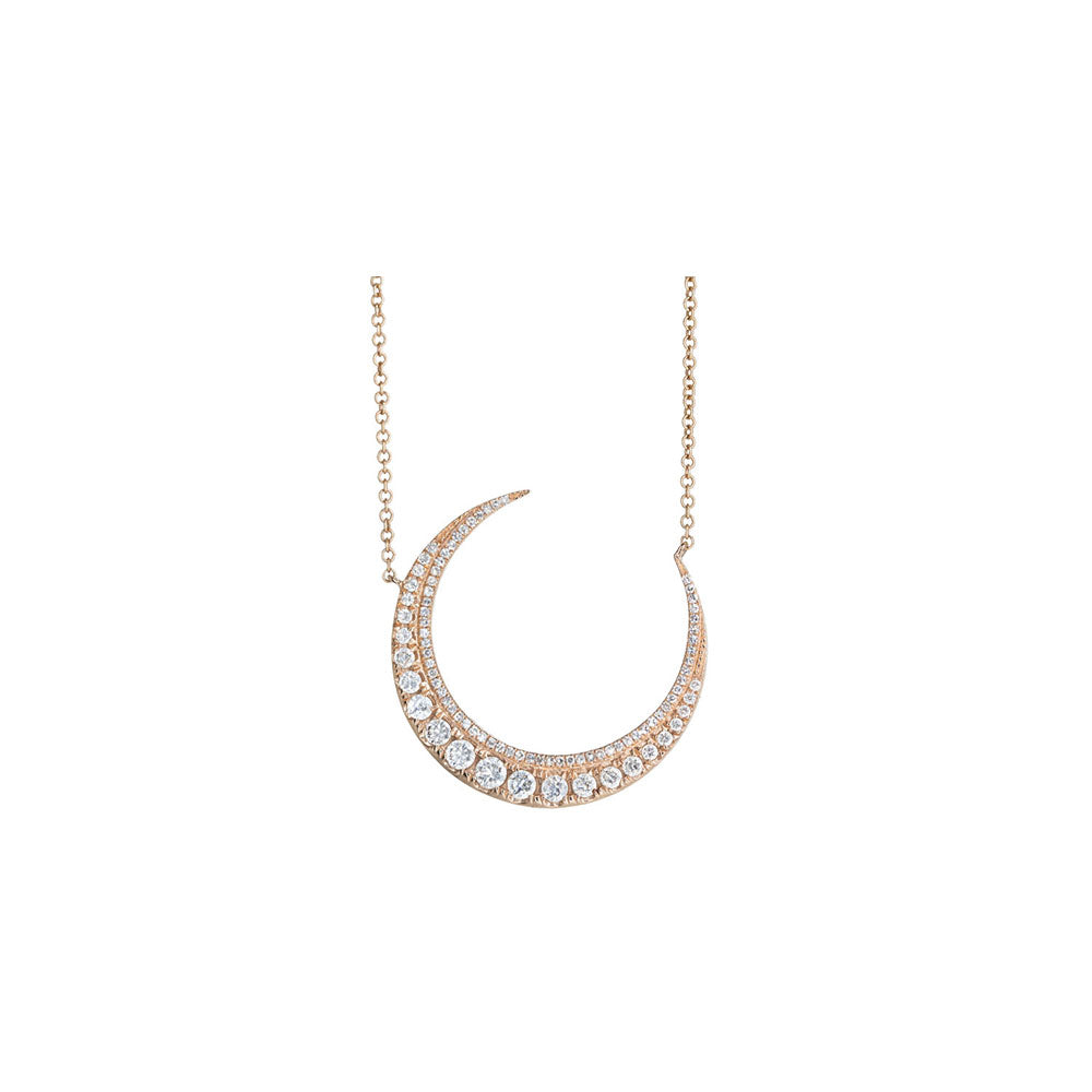 14KT Rose Gold Diamond Crescent Necklace