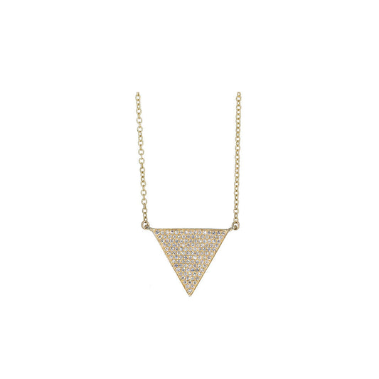 14KT Yellow Gold Diamond Pave Triangle Necklace