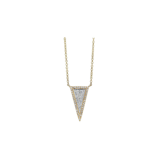 14KT Yellow Gold White and Yellow Gold Pave Diamond Dagger Necklace