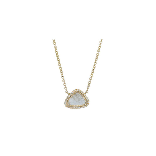 14KT Yellow Gold Diamond Pave and Diamond Slice Necklace