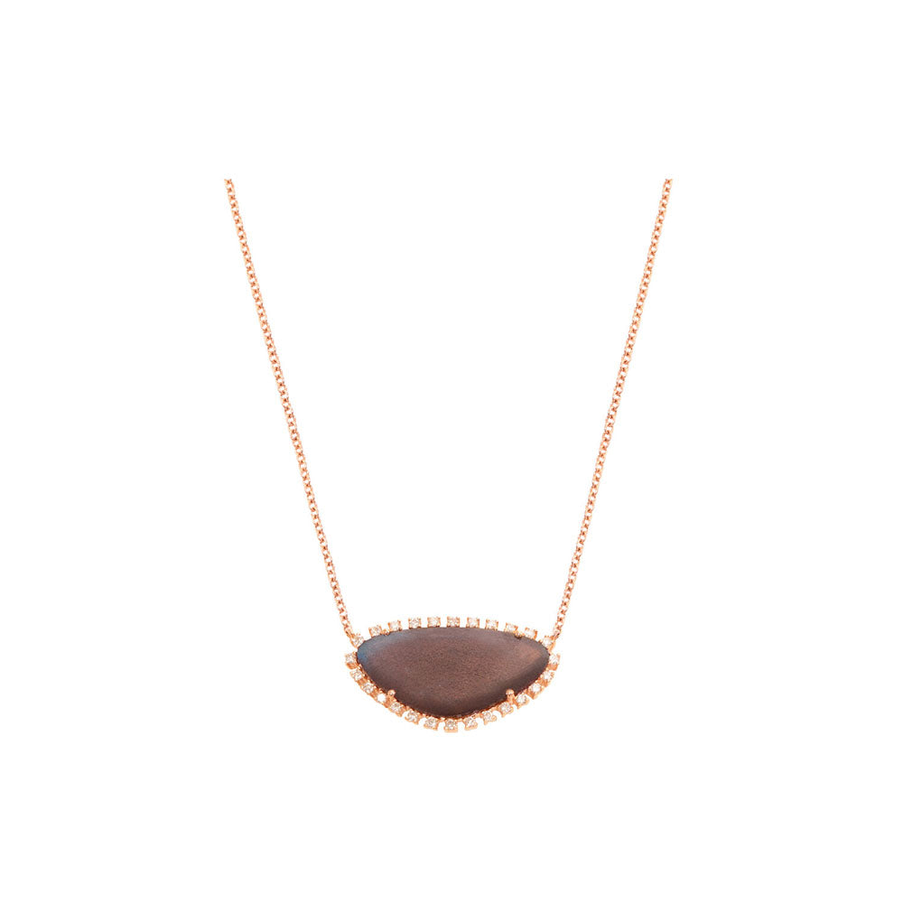 14K Gold, Diamond and Labradorite Slice Necklace