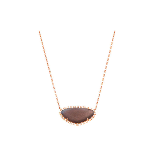 14K Gold, Diamond and Labradorite Slice Necklace