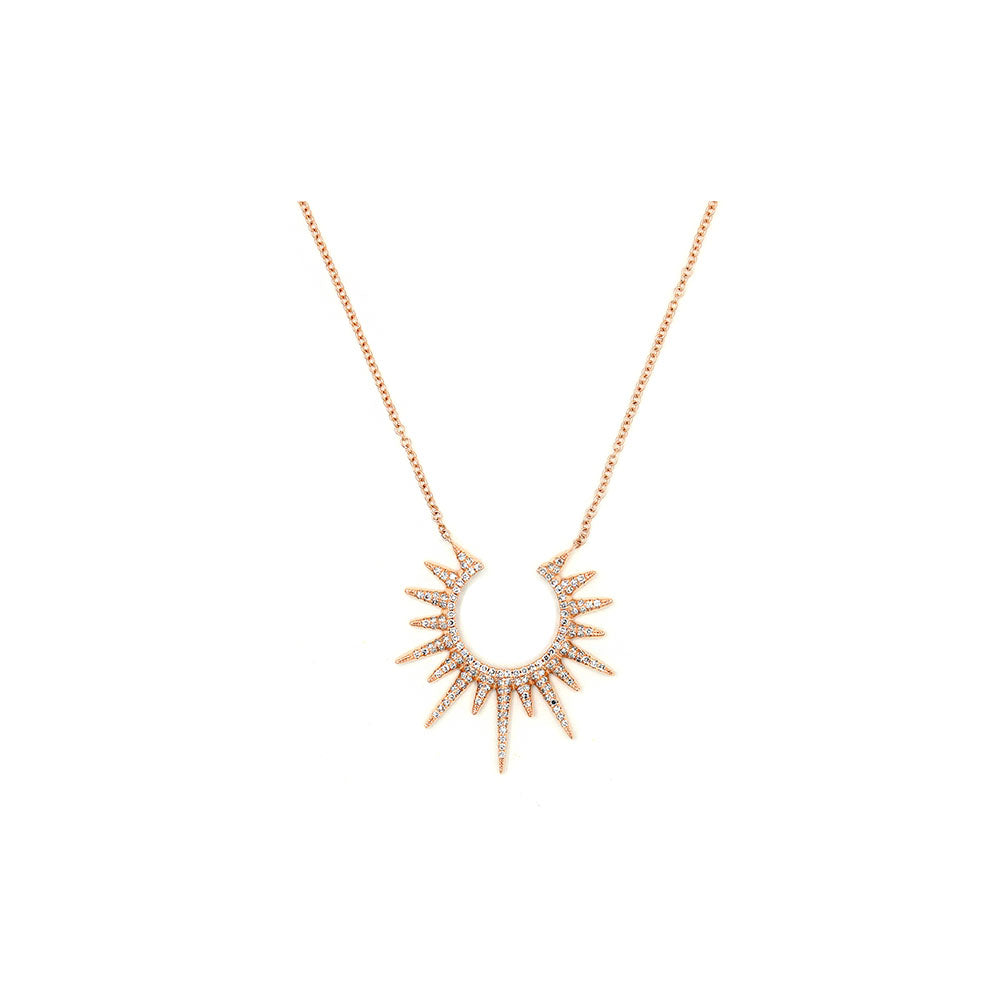 14k Rose Gold Diamond Pave Open Starburst Necklace