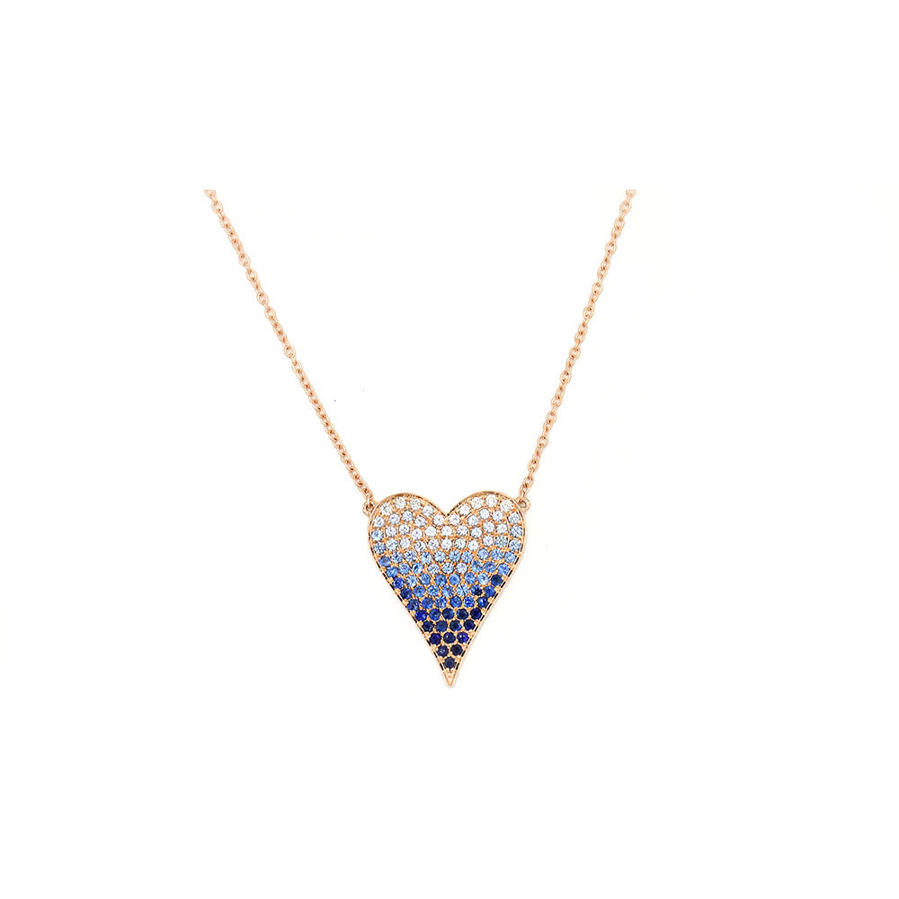 14k Rose Gold Multi Color Blue Sapphire Ombré Necklace