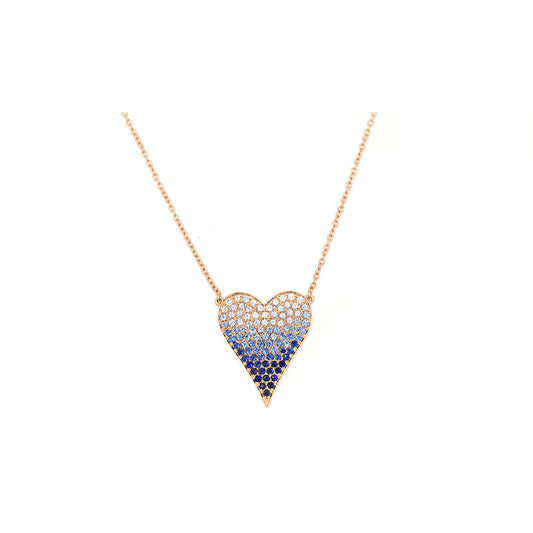 14k Rose Gold Multi Color Blue Sapphire Ombré Necklace
