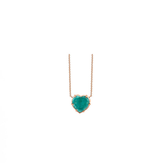 14k Rose Gold Emerald One of a Kind Heart Necklace