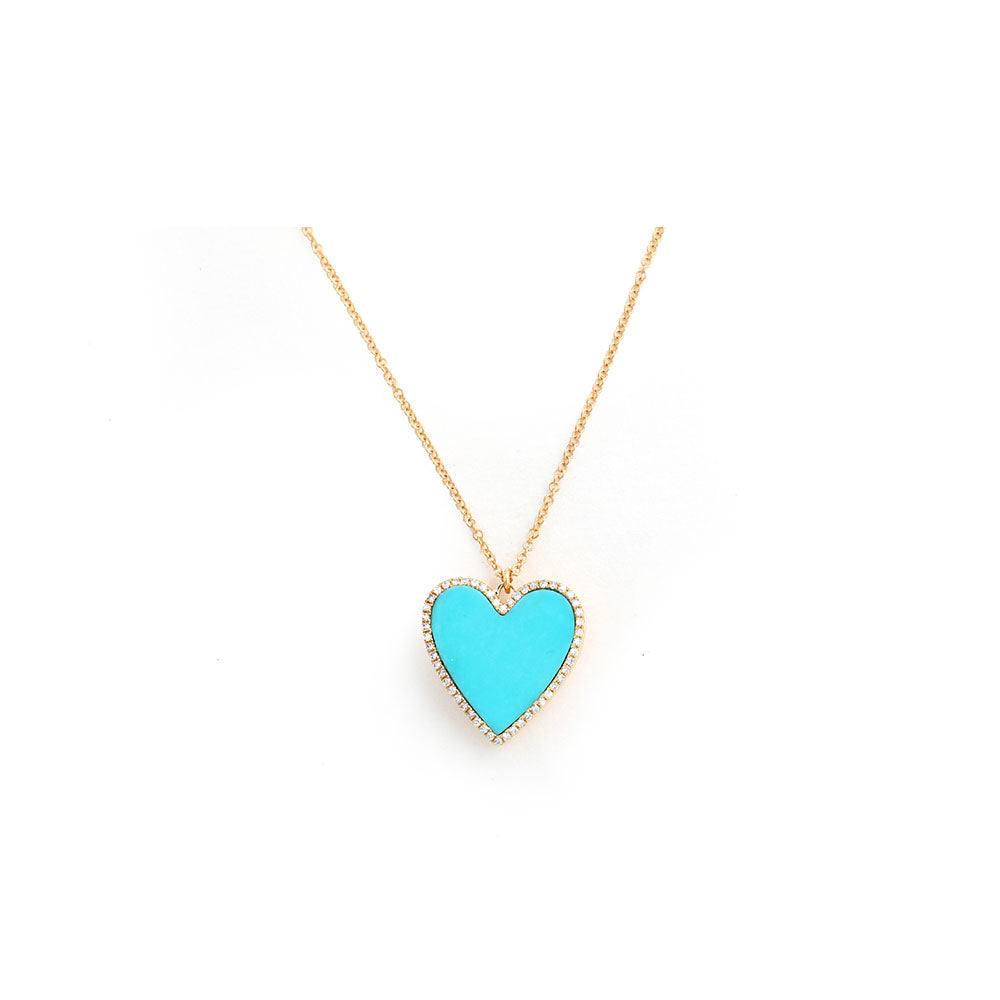 14k Yellow Gold and Turquoise Heart Locket