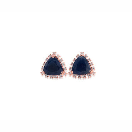 14k Rose Gold, Sapphire & Diamond Studs